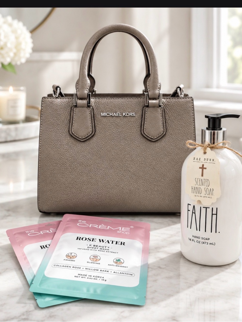 Michael Kors Small Crossbody Satchel in Light Gray